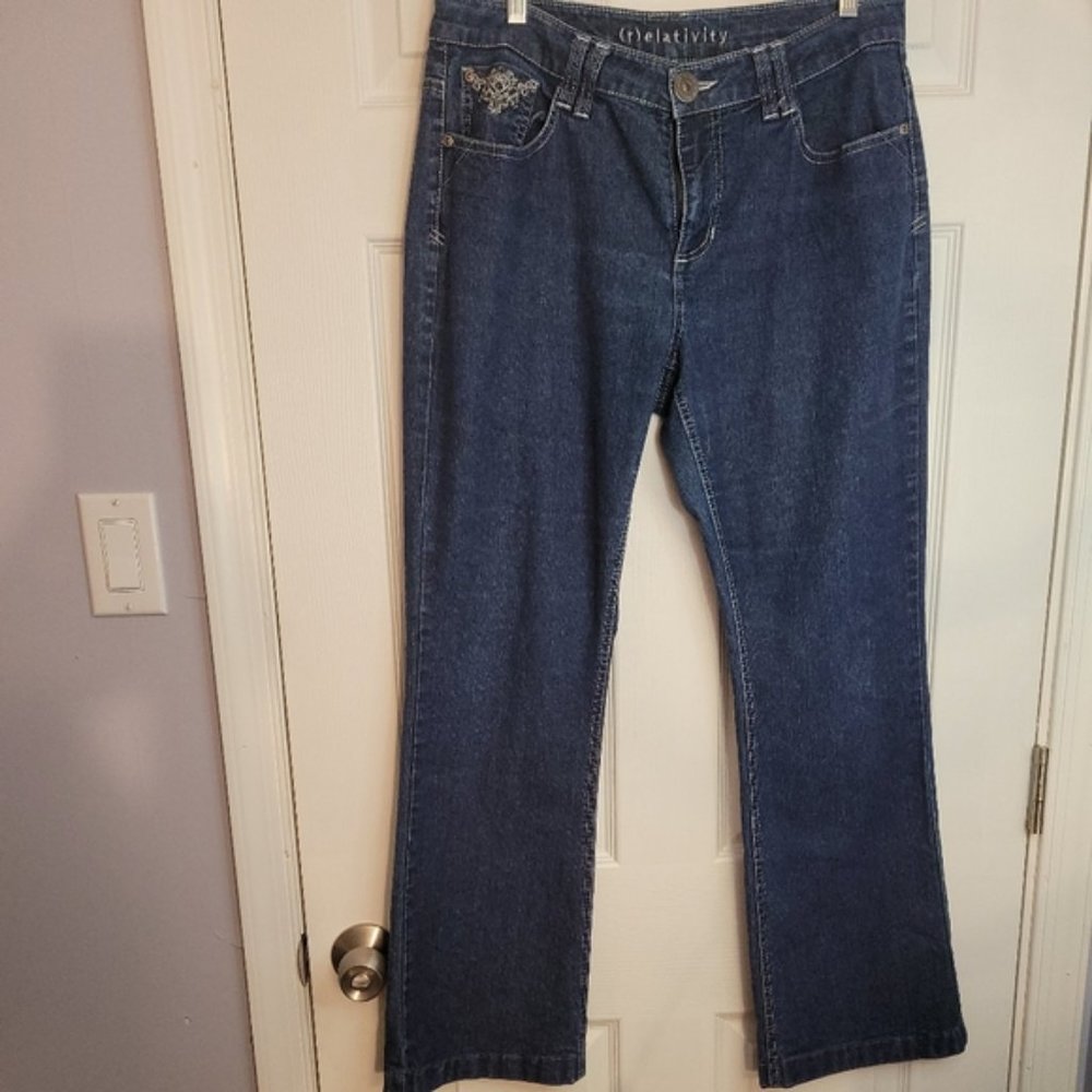 Relativity Womens Blue Midrise Bootcut Denim Jeans Size 10 Inseam 29